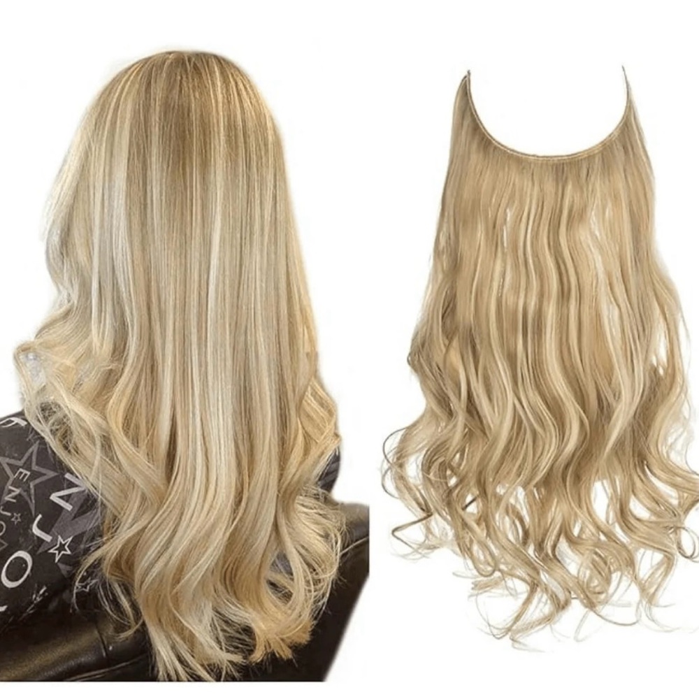 NWT Halo Hair Extensions - 2 ThatHair 18” Straight and Curly, Dirty Blonde